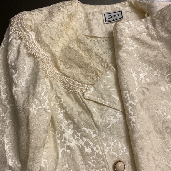 Vintage 80s Lace Baroque 2Pc Suit Blazer & Skirt - Picture 4 of 4